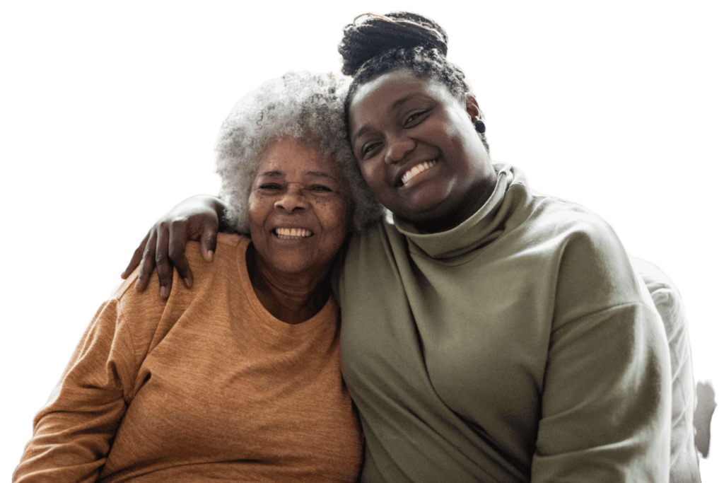 Caregiver and patient sharing a warm moment